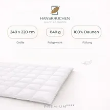HANSKRUCHEN GmbH Hanskruchen® Bettdecke Daunen 100% 240x220 cm Leicht waschbar Allergiker Daunendecke atmungsaktiv Bettdecke weiß - Weiß
