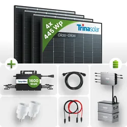 1780W Balkonkraftwerk mit Speicher 1,92kWh 4x 445W Trina Solar Glas-Glas Black F...