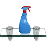 Swanew - Glasablage Glasregal ideal für Bad, Dusche und zur modernen Dekoration mit Halterung aus Edelstahl 8 mm 20x10 cm Klarglas