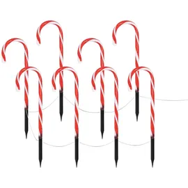 Buri LED-Lichterkette Zuckerstangen 8er-Set Weihnachtsbeleuchtung Weihnachtsdeko