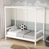 ML-Design Kinderbett Fußballtor 70 x 140 cm Kiefer massiv weiß