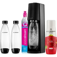SODASTREAM TERRA SATURATOR-KARTUSCHE 2 FLASCHEN 1L + Himbeersirup - Schwarz