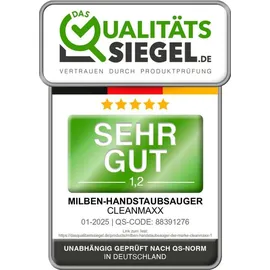 Clean Maxx CLEANmaxx Milbensauger für Matratzen mit UV-C-Licht, Rotation Power | Matratzenreiniger mit HEPA-Filter, entfernt 99,9% Aller Milben | Matratzensauger mit Ultraschall, Hitze & Vibration