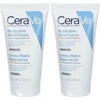 CeraVe Crème Main Réparatrice pour les mains abîmées et sécheresses sévères 50ml 2x50 ml