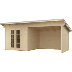Gartenhaus SKANHOLZ "Texel", beige (natur), Fußboden im Gartenhaus, Holz, Gartenhäuser