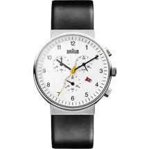 Braun Klassischer Quarz-Chronograph Weißes Zifferblatt Leder 40 mm BN0035BWHBKG