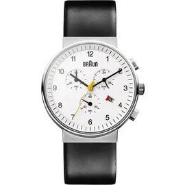 Braun Klassischer Quarz-Chronograph Weißes Zifferblatt Leder 40 mm BN0035BWHBKG