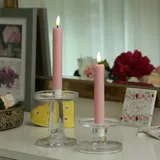 Deluxe Homeart LED Stabkerzen Mia Tafelkerzen Echtwachs flackernd H: 15cm rosa 2Stk