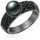VALERO PEARLS Ring aus Sterling Silber mit Zirkonia Süßwasser-Zuchtperle in schwarz | Gr.: 52