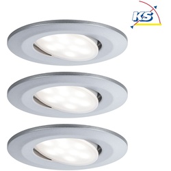 Paulmann 3er-Set Outdoor LED Einbauspot CALLA IP65, schwenkbar, 230V, je 6W 4000K 680lm 100°, Chrom matt PAUL-99929