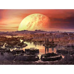 Fototapete PAPERMOON "PLANETEN-FUTURISTISCH WELTRAUM MOND GALAXIE UNIVERSUM", bunt, B:5,00m L:2,80m, Vlies, Tapeten
