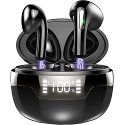 Bedee Bluetooth Kopfhörer, Kabellos Bluetooth 5.2 In Ear mit Mikrofon wireless In-Ear-Kopfhörer (mit LED Anzeige, NEIN, Bluetooth, HiFi Stereo Wasserdicht Ohrhörer für Sport Arbeit) schwarz