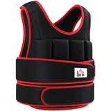 Homcom 20 kg Trainingsweste mit Gurten Oxford Metall-Sand Schwarz Rot 60 x 50 cm