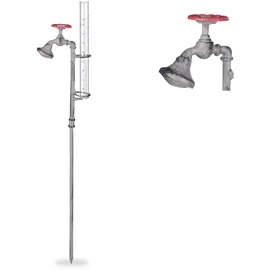 Relaxdays Regenmesser Wasserhahn 17 cm grau