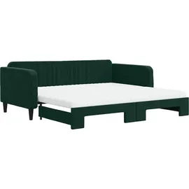 vidaXL Tagesbett Ausziehbar mit Matratzen Dunkelgrün 100x200 cm Samt