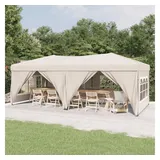 vidaXL Partyzelt Faltbar mit Seitenwänden Creme 3 x 6 m