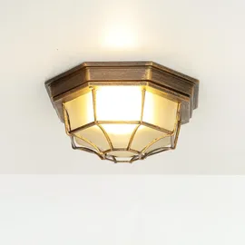 Licht-Erlebnisse - Rustikale Deckenleuchte Landhaus E27 in Kupfer Antik