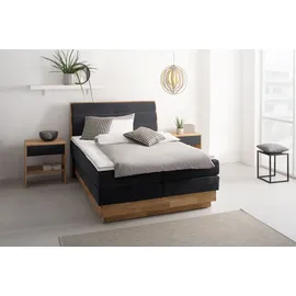 OTTO home Boxspringbett OTTO HOME "JENNA in verschiedenen Farben und Breiten erhältlich", schwarz (carbone), B:164cm L:216cm, Komplettbetten, Boxspringbett, LED-Beleuchtung, mit zertifizierten, recycelten Bezugsstoffen