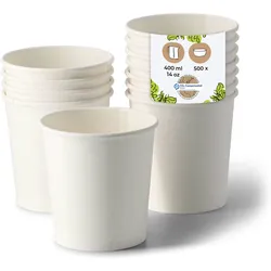 BIOZOYG Suppenbecher to go 500 Stück 400 ml, weiß Suppenschüsseln Einweg - Einweggeschirr Alternative zur Plastikschüssel - Becher, Suppe, Soup Bowl