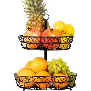 YVMOOEC Etagere Obst Etagere 28 cm dekorativer Obstkorb, (Obstschale für mehr Platz auf der Arbeitsplatte), Etageren mit Obstschalen schwarz
