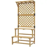 MC Star Blumenständer Pflanzenständer, Blumenregal, 2 Etagen, mit Spalier & Dach (Tannenholz, 75x50x166cm, Gelb) gelb