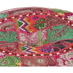 vidaXL Patchwork Sitzpouf Rund Baumwolle Handgefertigt 40x20 cm Rosa