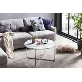 SalesFever Couchtisch Marmor weiß / Metall 80 x 45 x 80 cm