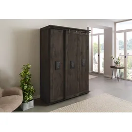 MASSIVMOEBEL24.DE Kleiderschrank Mango 140 x 200 x 65 cm Grau