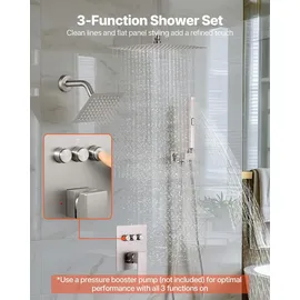 Vevor Duschsystem-Set 10 Zoll Regenduschsystem/6 Zoll Wandmontagekopf/2 in 1 Handbrause gebürstetes Nickel 150