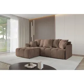 altdecor Ecksofa mit Schlaffunktion und Bettkasten LONLI-L 251x189x68 cm Braun - Corner Sofa Bett Eckcouch Couch L-Form Schlafcouch Ausziehbar Wohn... - Braun/Dunkelbraun