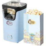 Bestron Popcornmaker, Turbo-Popcorn in unter 2 Minuten, Popcornmaschine mit Heißlufttechnologie, inkl. 10x Popcorntüten & integrierten Messbecher, Sweet Dreams Kollektion, Farbe: Blau