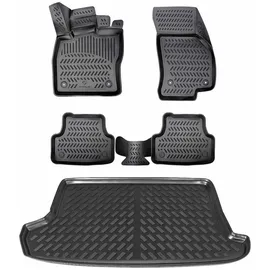 Elmasline 3D Gummimatten & Kofferraumwanne Set für VW T-ROC 2017-2025 oberer Ladeboden | Antirutsch mit hohem 5cm Rand | Passt Nicht in Cabrio!!