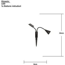 star trading deutschland gmbh Solar Garten Spotlight Kunststoff H 34 cm 1er Set schwarz