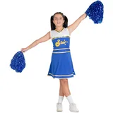 Ciao Cheerleader Kostüm Verkleidung Mädchen (Größe 10-12 Jahre) mit Pompons, blau