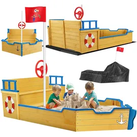 Kidiz Sandkasten Ahoi mit Abdeckung Blau