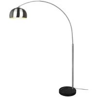 MeineWunschleuchte LED Bogenlampe Silber matt Marmorfuß, Schwarz große Ausladung,