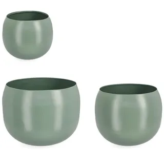 BIZZOTTO Outdoor-Vase Keyra 3er-Set aus Metall, Salbei