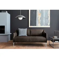 2,5-Sitzer W.SCHILLIG "sally", braun (braun z59), B:174cm H:78cm T:84cm, Longlife Xtra-Leder Z59: Glattleder mit modischer Prägung. Hautstärke 0, 9 - 1, 1 mm., Sofas, mit Metallfüßen in Silber matt, Breite 174 cm
