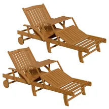 Juskys Sonnenliege SunScape 196 x 72,5 x 30 cm natur 2 St.