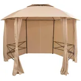 vidaXL Gartenpavillon mit Vorhängen 3,6 x 2,65 m beige