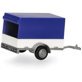 HERPA PKW Planenanhänger 1:87 Blau/Weiß 051576-006