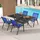 Costway Gartenstuhl 56 x 70 x 84 cm blau/schwarz 4 St.
