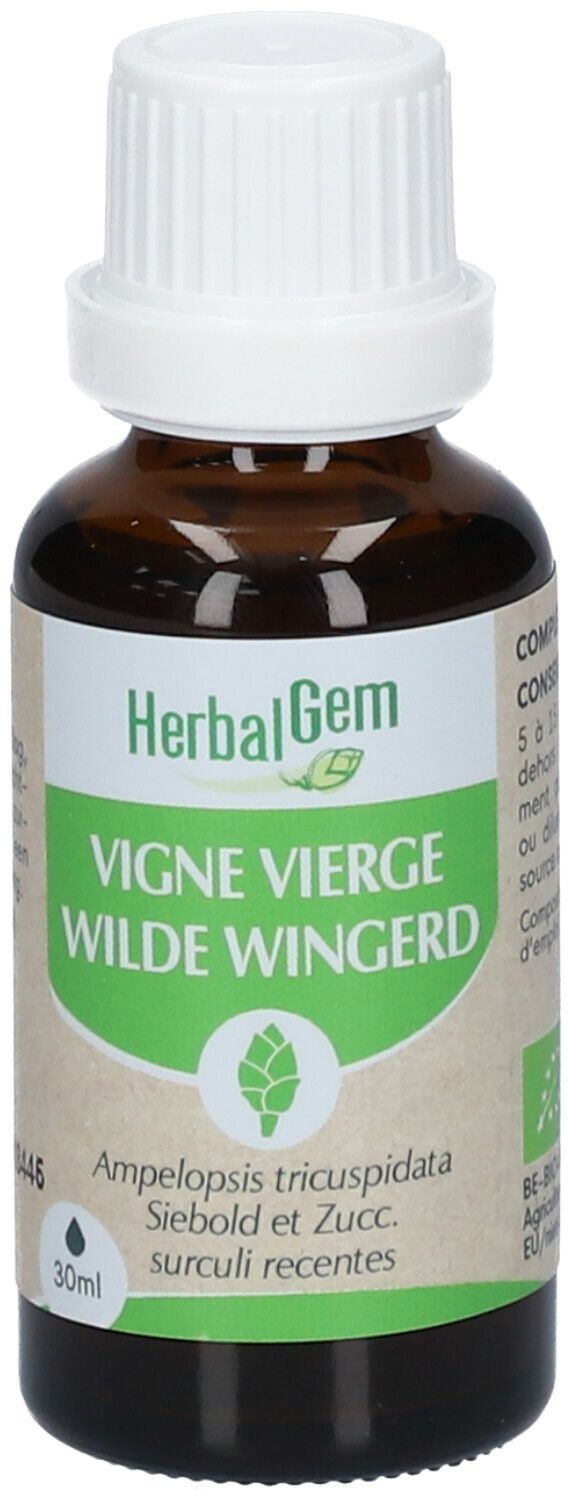 HERBALGEM - Vigne Vierge Bio - Complément Alimentaire - Extrait De Bourgeon Frais - Pour Circulation, Antioxidant, Santé de la peau et cardiovasculaire - - 30 ml 30 ml goutte(s)
