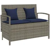 Furnicato Gartenbank Mit Stauraum Und Kissen Grau Poly Rattan