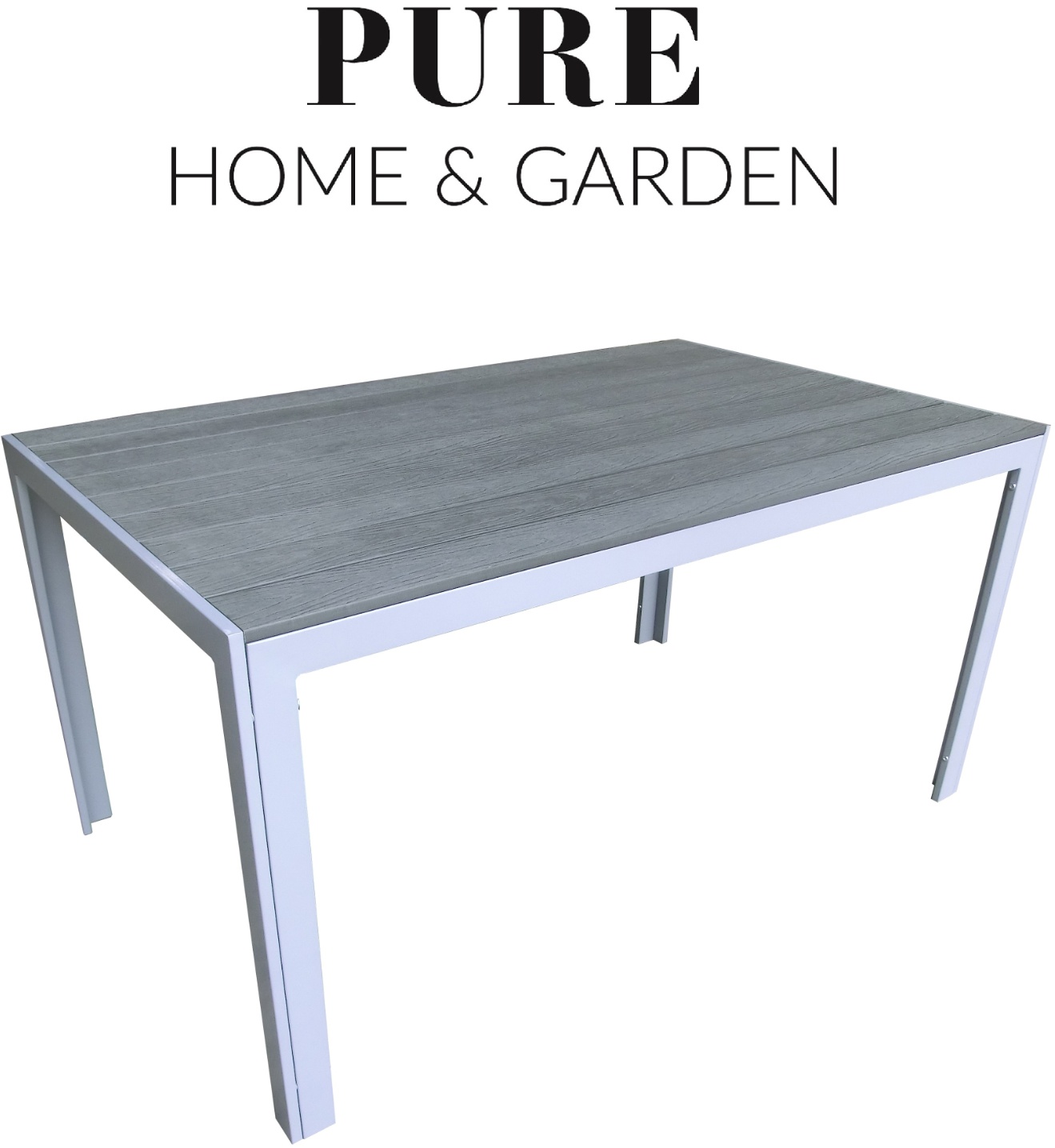Pure Home & Garden Garten-Esstisch "Calor",silber / grau,150 x 90 x 75,5 cm