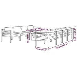 vidaXL Garten-Lounge-Set 9-tlg. Aluminium anthrazit