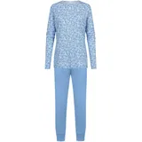 MEY Nachtwäsche Serie Flower Meadow Schlafanzug, 7/8-Länge, für Damen, 1116 Blue Silk 38