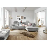 die planbar Ecksofa DIE PLANBAR "MP-IN14007, Breite 306 cm", grau, B:306cm H:84cm T:197cm, 100% Polyester, Sofas, Ecksofa, wahlweise mit Bettfunktion und verstellbaren Kopfstützen, in Cord