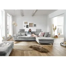 die planbar Ecksofa DIE PLANBAR "MP-IN14007, Breite 306 & 318 cm wählbar", grau, B:306cm H:84cm T:197cm, 100% Polyester, Sofas, Ecksofa, wahlweise mit Bettfunktion und verstellbaren Kopfstützen, in Cord