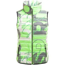 Soccx Damen Steppweste mit Kapuze im Kragen und All Over Print Neon Leaf, Xxxl - 3XL